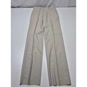 VTG Majer Dress Pants Mens 32x36 Beige Wool Flat Front Unhemmed Super 100s